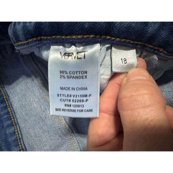 Vervet Wolf N Crane Plus Mid Rise Raw Hem Crop Skinny Jeans‎ Size 18 - Picture 7 of 8